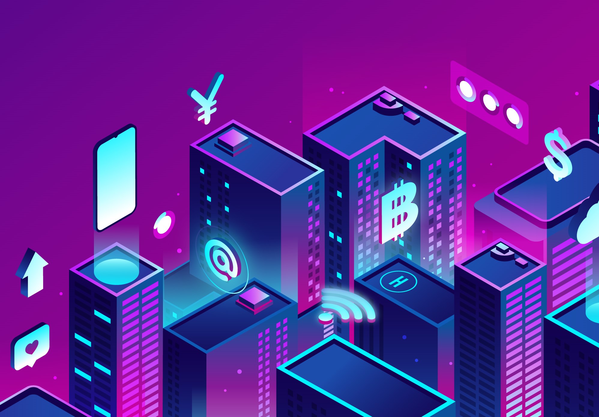 Imagem criada digitalmente visando ilustrar o que é uma cidade digital.