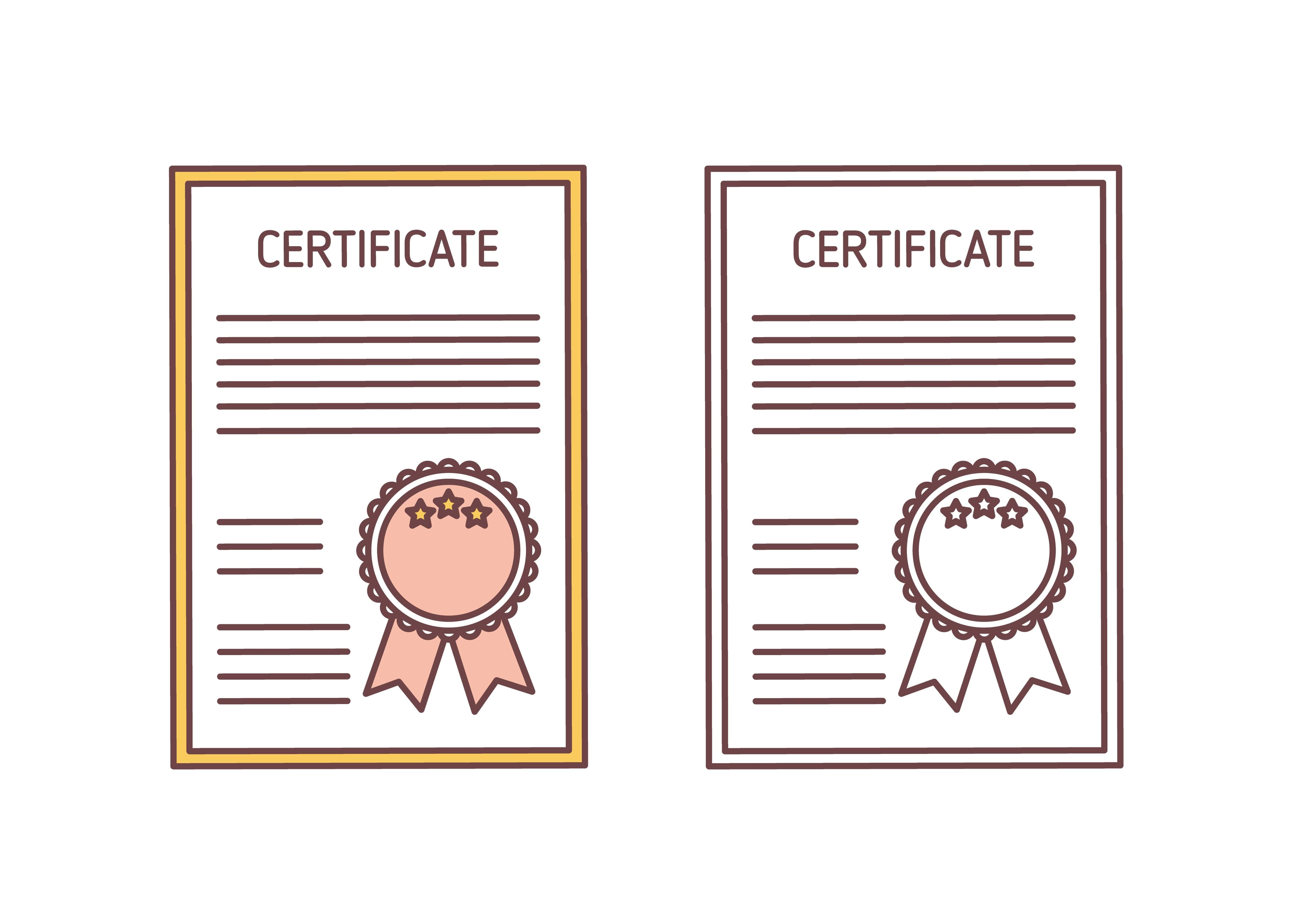 Imagem vetorizada mostrando 2 certificados