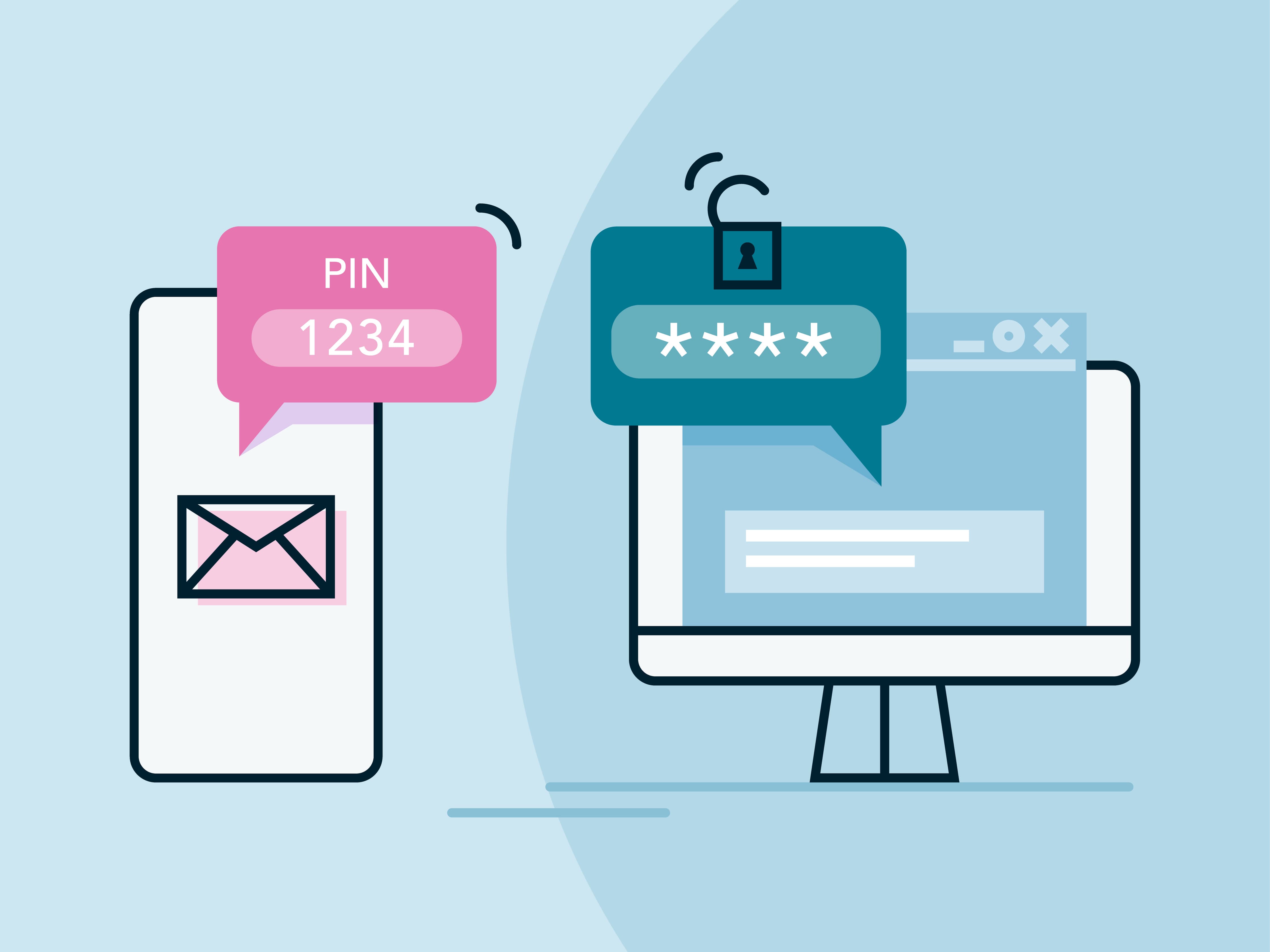 Imagem vetorizada representando autenticação multifator