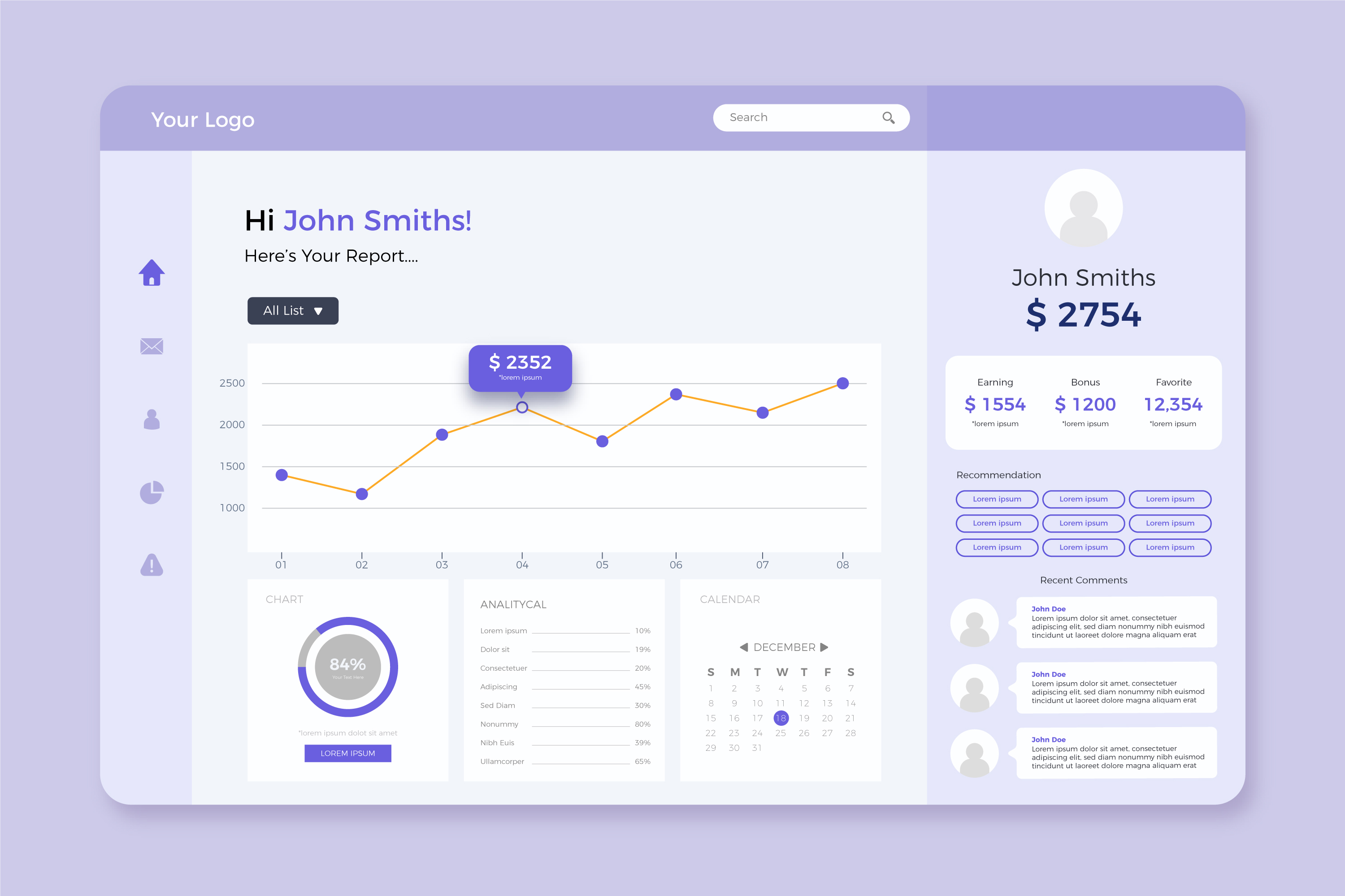 Imagem e desenho de uma dashboard, uma plataforma com que reúne e acessa dados e informações, além de reuní-las em gráficos.