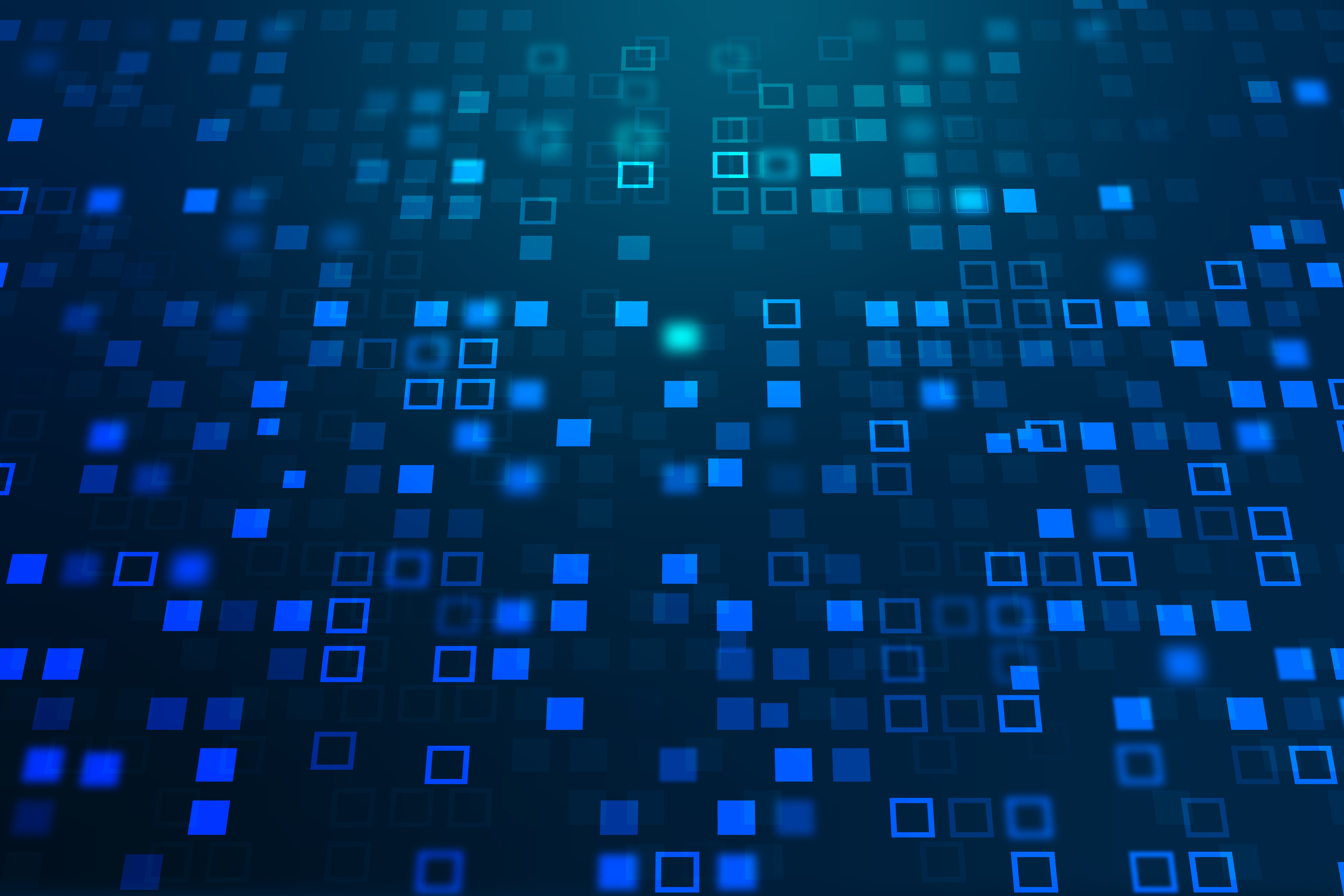 Fundo digital azul com blocos e quadrados as vezes preenchidos e as vezes não, um em cima do outro, em sequência. 